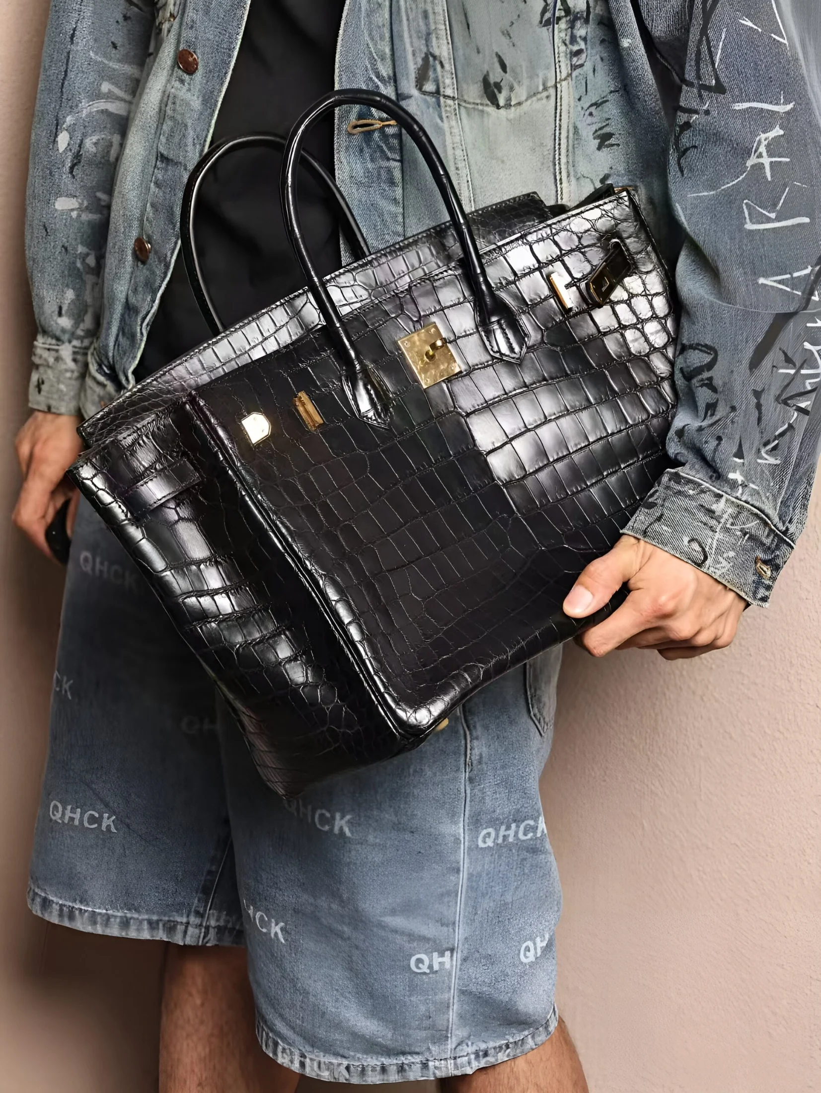 Black structured handbag