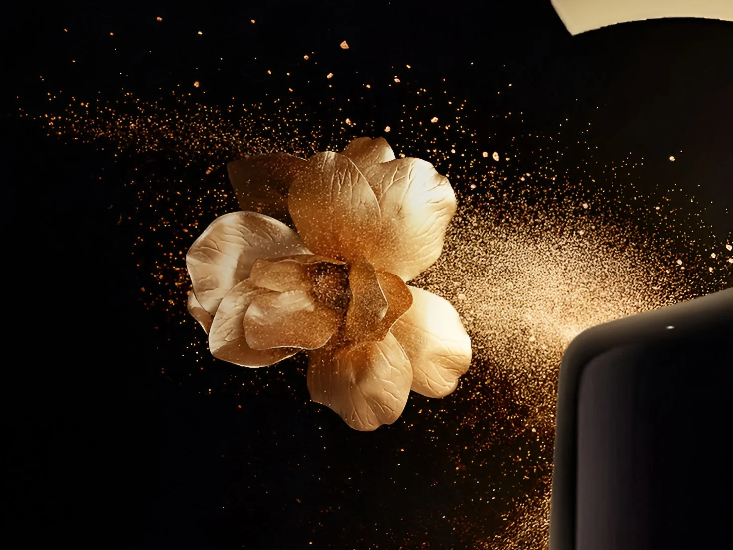 Golden floral fashion composition